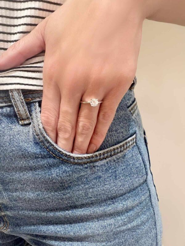 טבעת זרקון, טבעת כסף סוליטר, טבעת אירוסים כסף