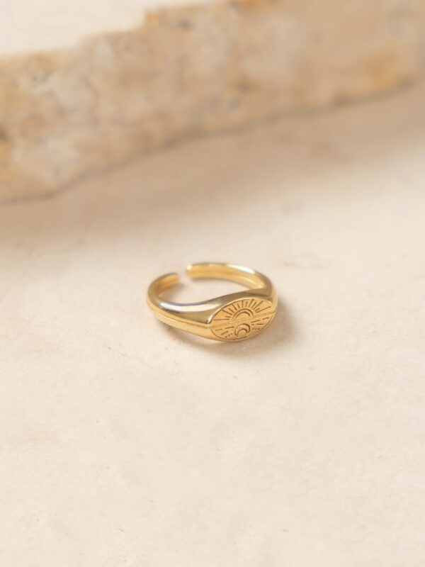 טבעת זהב שמש וירח, טבעת זהב חותם לאישה,