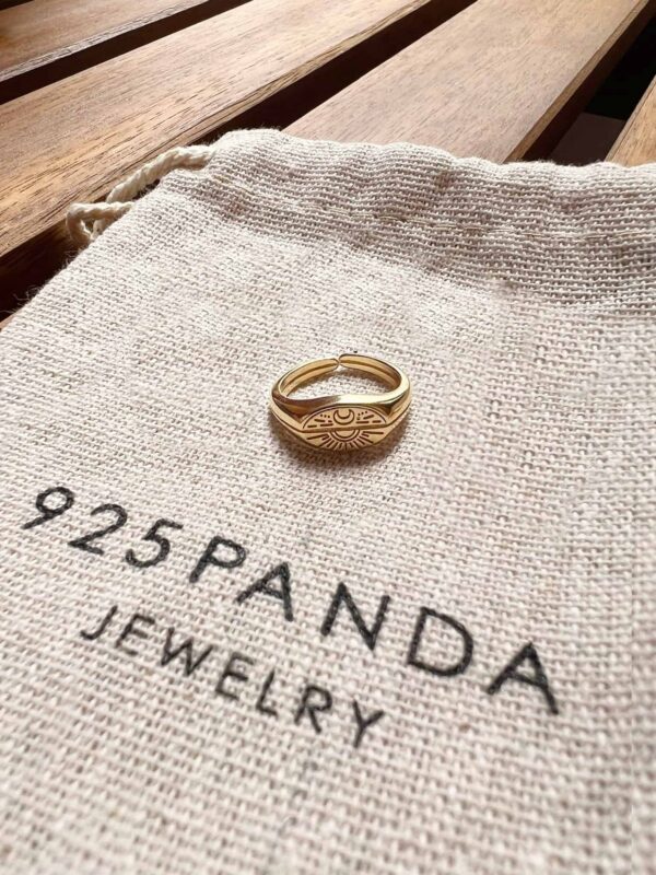 טבעת זהב שמש וירח, טבעת זהב חותם לאישה,