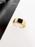 טבעת שחורה, טבעת זהב שחורה לאישה, טבעת מרובעת, טבעת ריבוע שחור, טבעת זהב פתוחה לאישה,