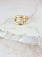 טבעת מלבן זהב, טבעת חוליה גדולה, טבעת זהב פתוחה, טבעת זהב גדולה לאישה,