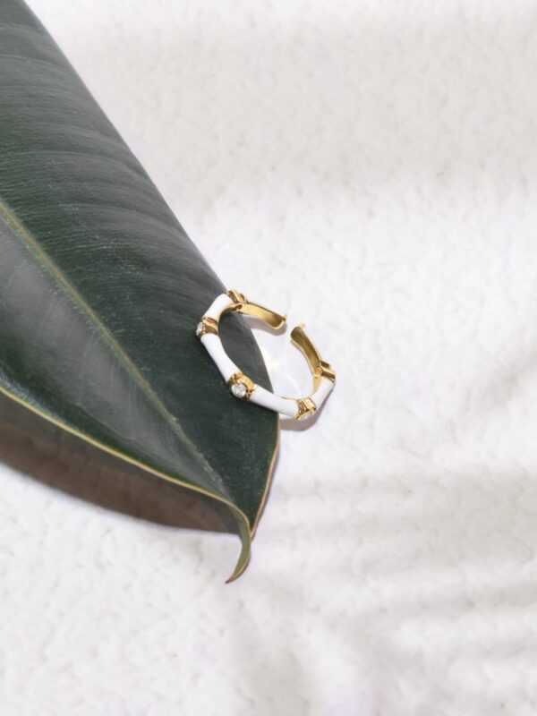 טבעת צבעונית לאישה, טבעת לקיץ, טבעת זהב פתוחה, טבעת זהב עם אמייל, טבעת זהב משובצת לאישה,
