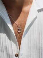 שרשרת תליון עוגן כסף לגבר משובץ יהלומים שחורים