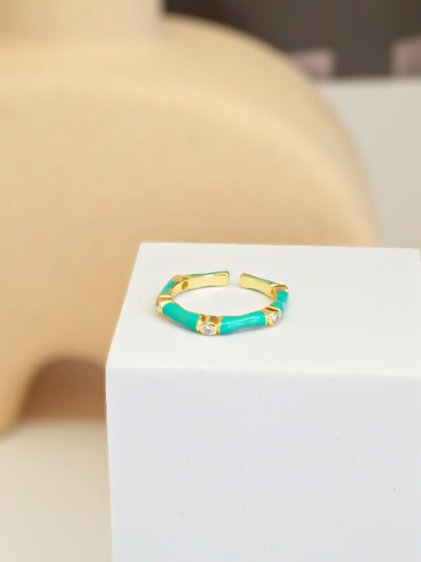 טבעת אמייל ירוקה, טבעת ירוקה לאישה, טבעת אמייל טורקיז