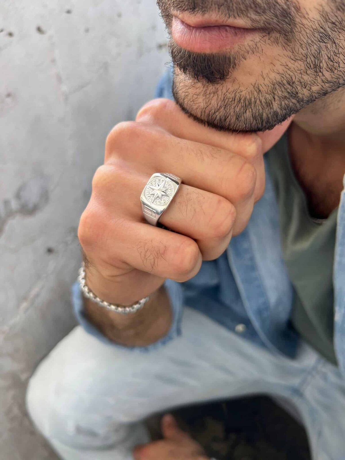 טבעת כסף לגבר, טבעת כסף עם מצפן לגבר, טבעת כסף מיוחדת לגבר, טבעת מצפן לגבר, טבעת כוכב לגבר,
