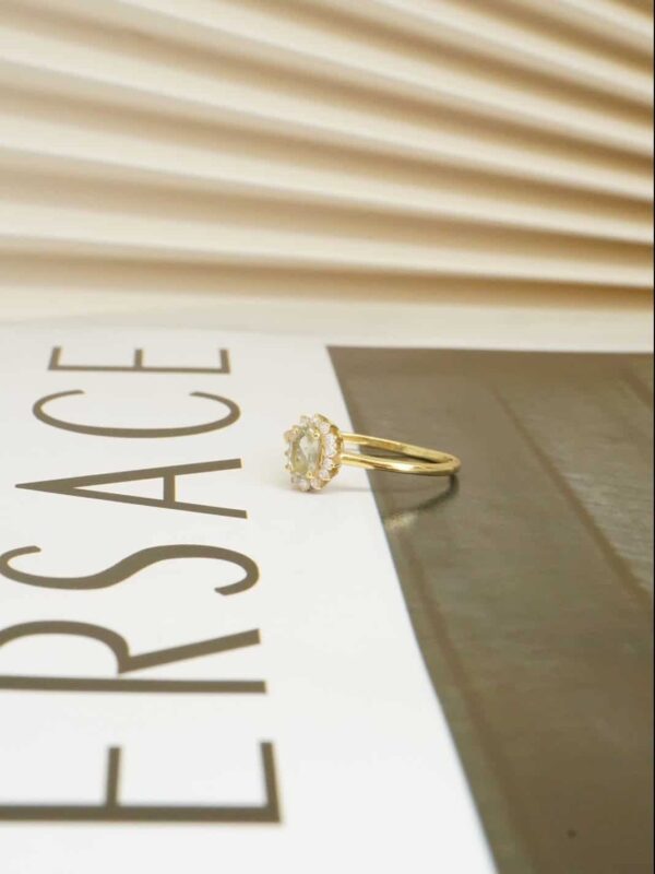 טבעת דיאנה ירוקה, טבעת זהב דיאנה, טבעת זהב לאישה, טבעת אמטיסט ירוק