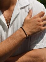 ⁦צמיד אבני חן לגבר בשילוב כדורי כסף פרימיום - מקסיקו⁩ – תמונה ⁦2⁩